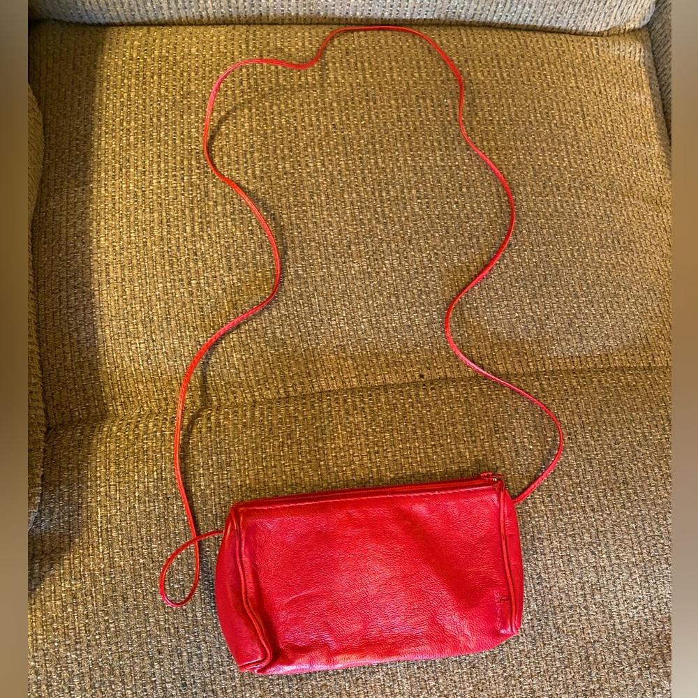 Red Crossbody Mini Purse Handbag GENUINE ITALIAN LEATHER